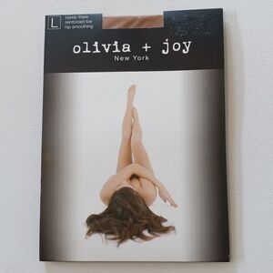 NWT Olivia + Joy Pantyhose Size L Barely There Nude Nylon Sheer Stockings